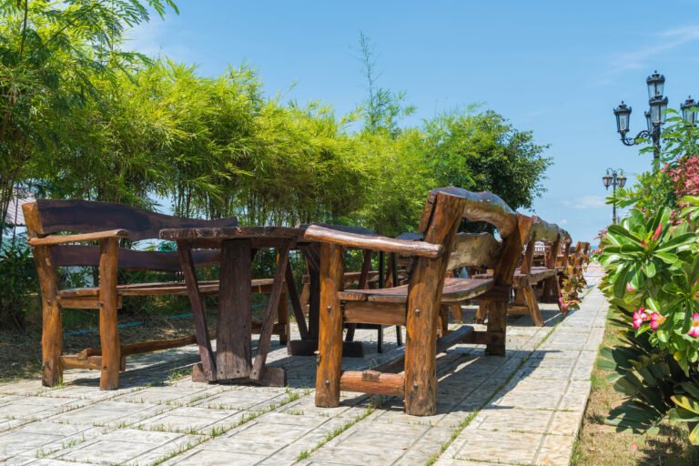 Wooden chairs outdoors.